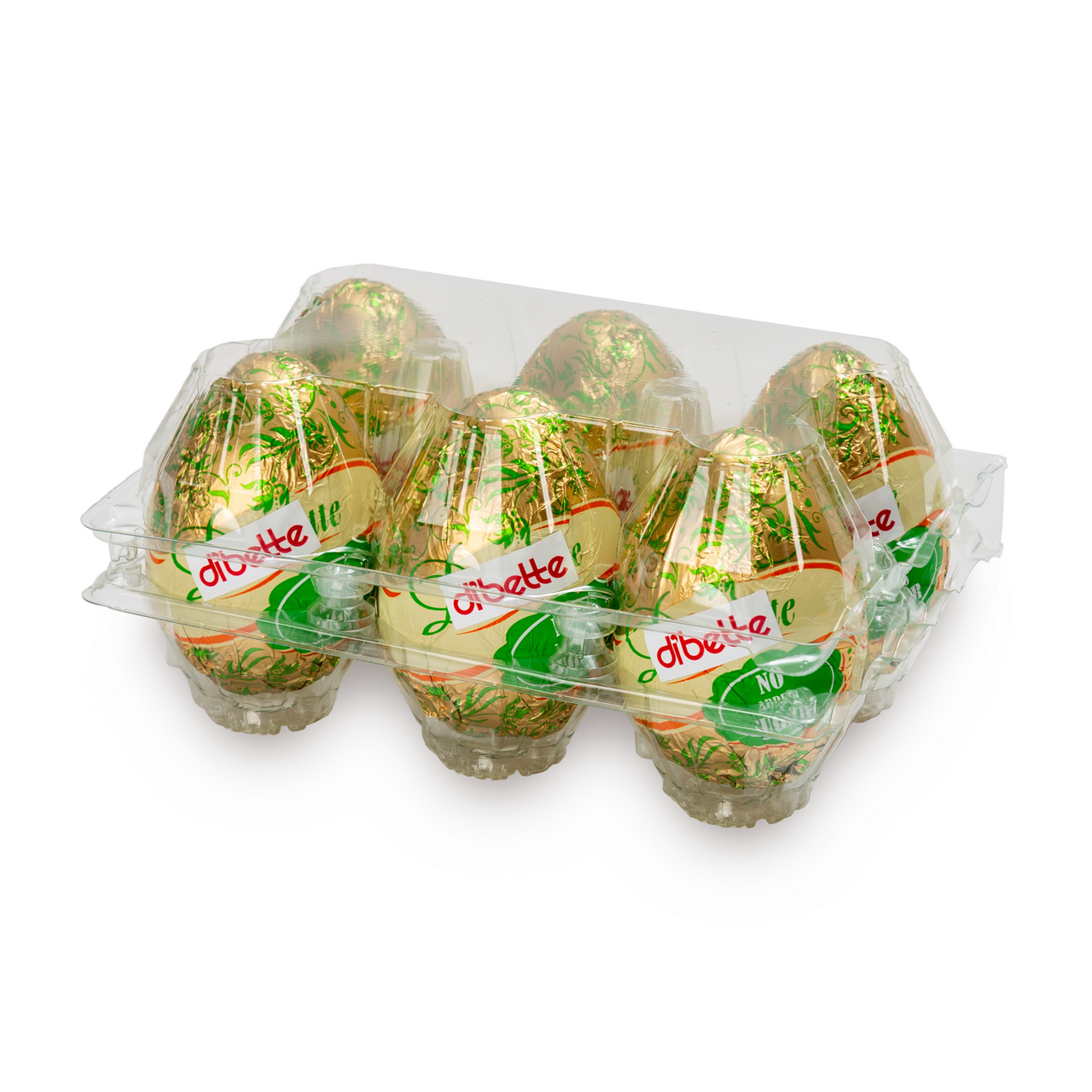 Set 6 figurine ouă din ciocolată lapte, fără zahăr adăugat, cu eritritol, 7 cm, 20 g