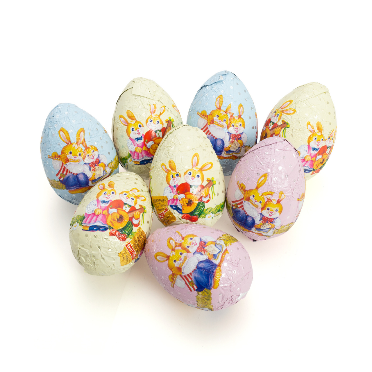 Set 36 figurine ouă de Paște din masă de cacao – Trilla, 6,5 cm, 20 g