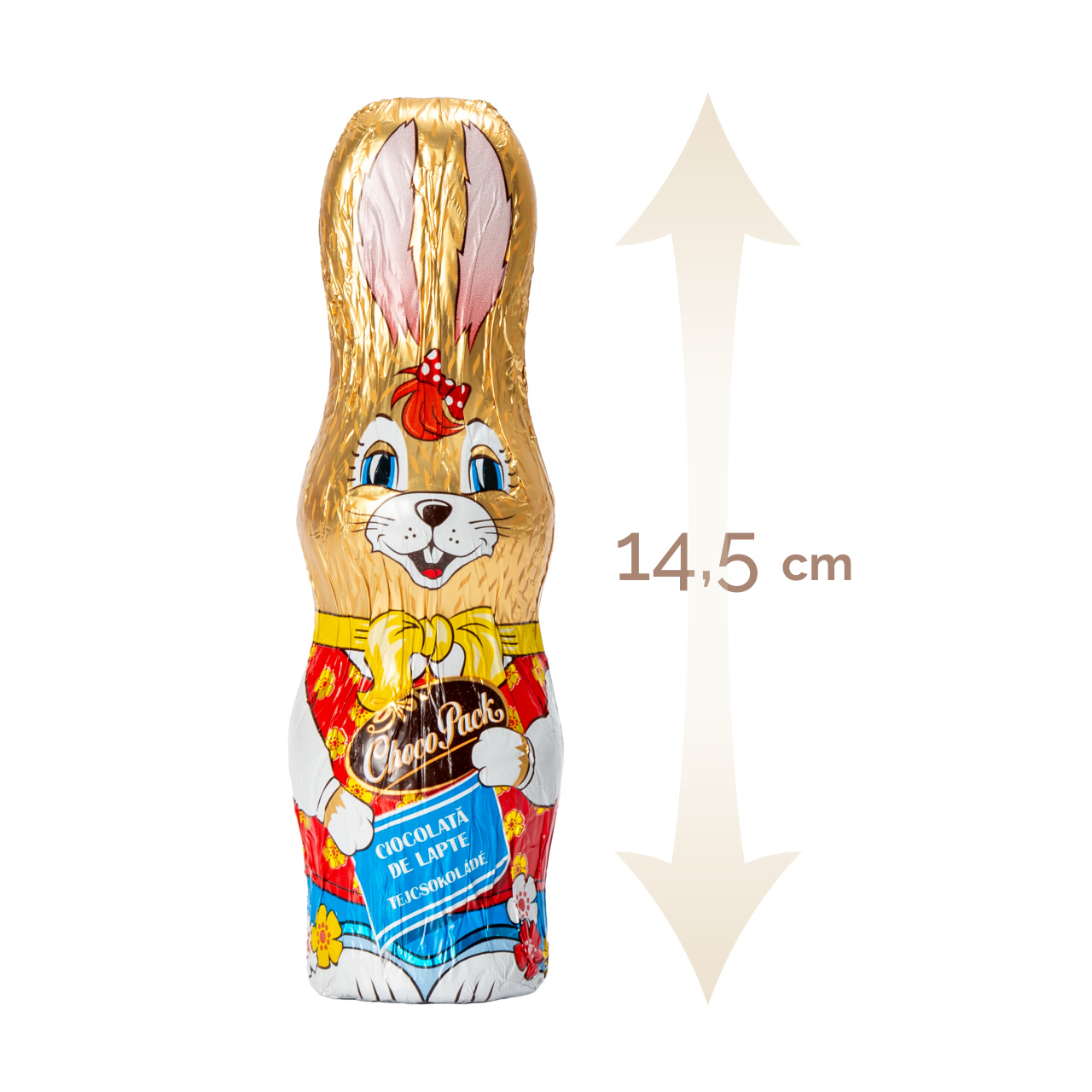 Set de 40 figurine iepuraș de Paște din ciocolată lapte, 14,5 cm, 45 g