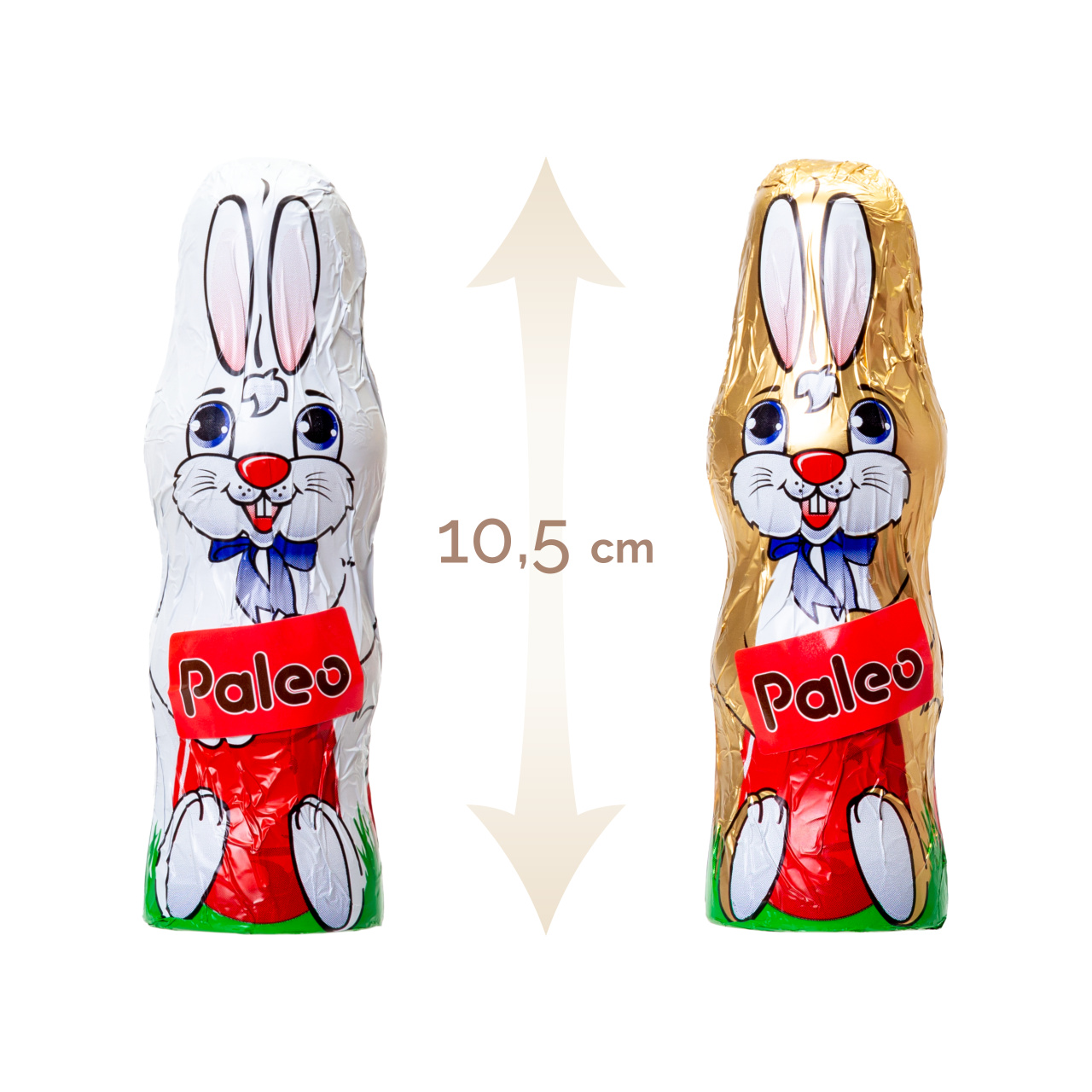 Set 21 figurine iepurași de Paște din ciocolată amăruie, cu eritritol, 10,5 cm, 25 g