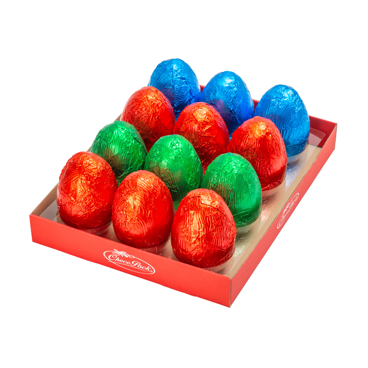 Set 12 figurine ouă de Paște din masă de cacao, 12 cm, 80 g