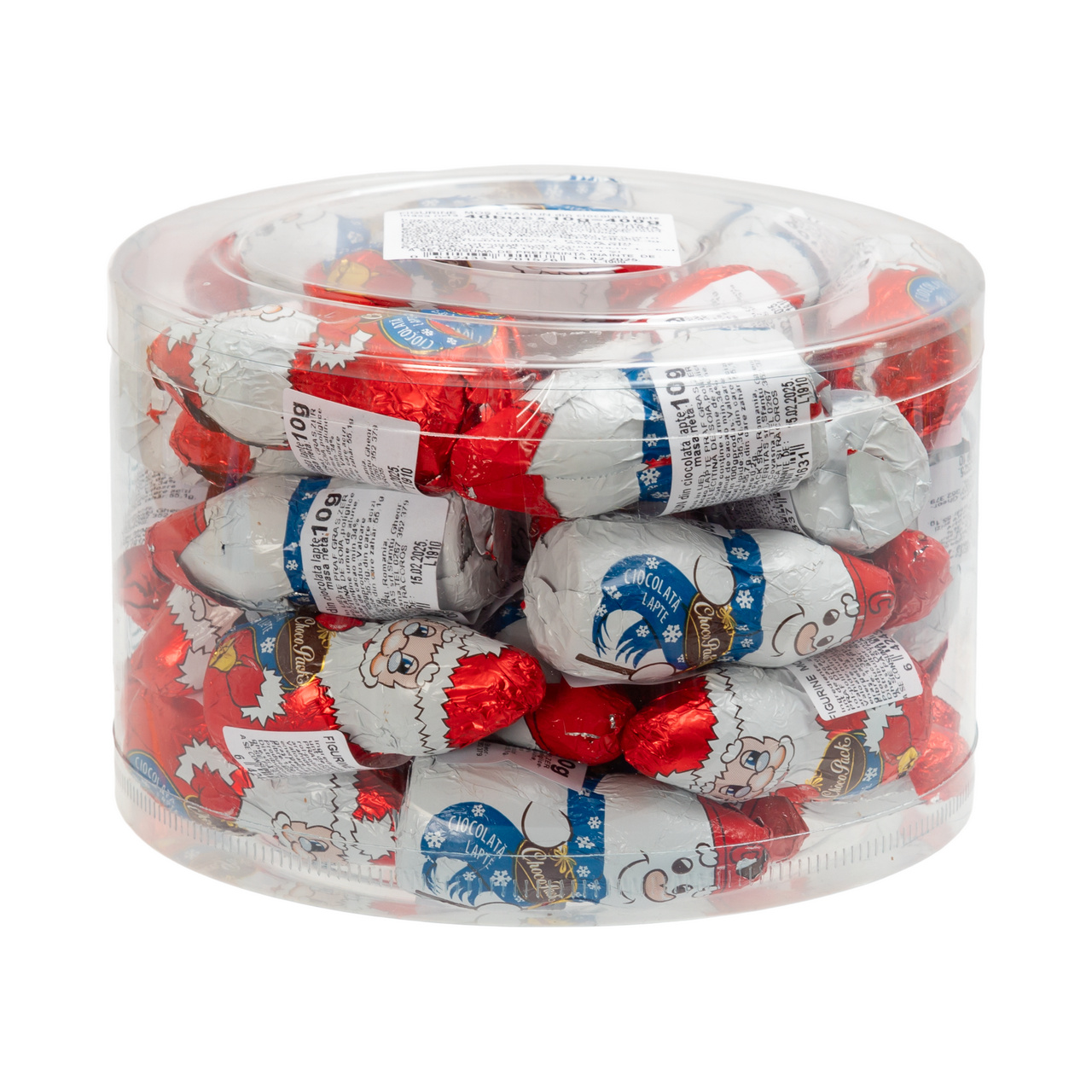 Set 40 figurine din ciocolată lapte –  Moș Crăciun și om de zăpadă, 6 cm, 10 g