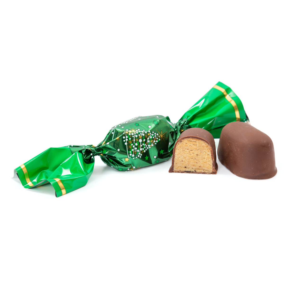 Bomboane de pom din marțipan cu gust de nucă-stafide, învelite în ciocolată amăruie :: 3 kg