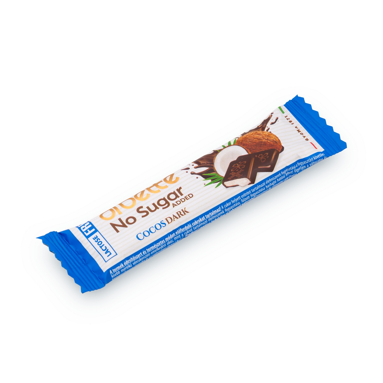 Ciocolată amăruie Dibette cu eritritol și stevia – cremă de nucă de cocos, 22 g