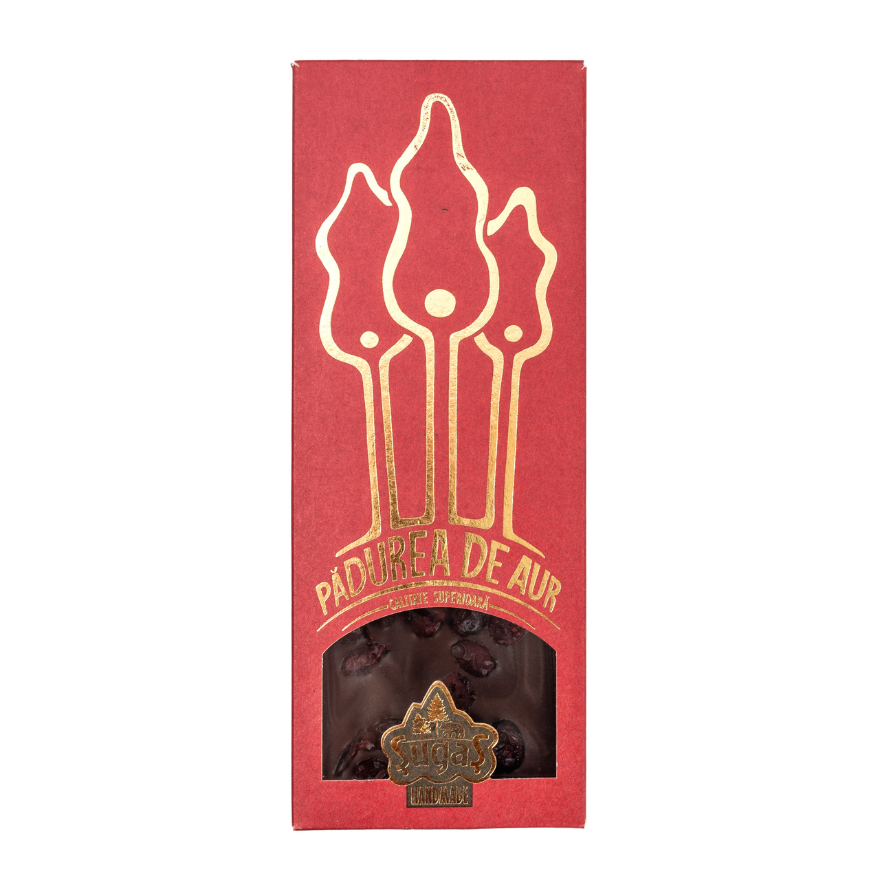 Ciocolată neagră Pădurea de Aur, cu afine roșii, 90 g
