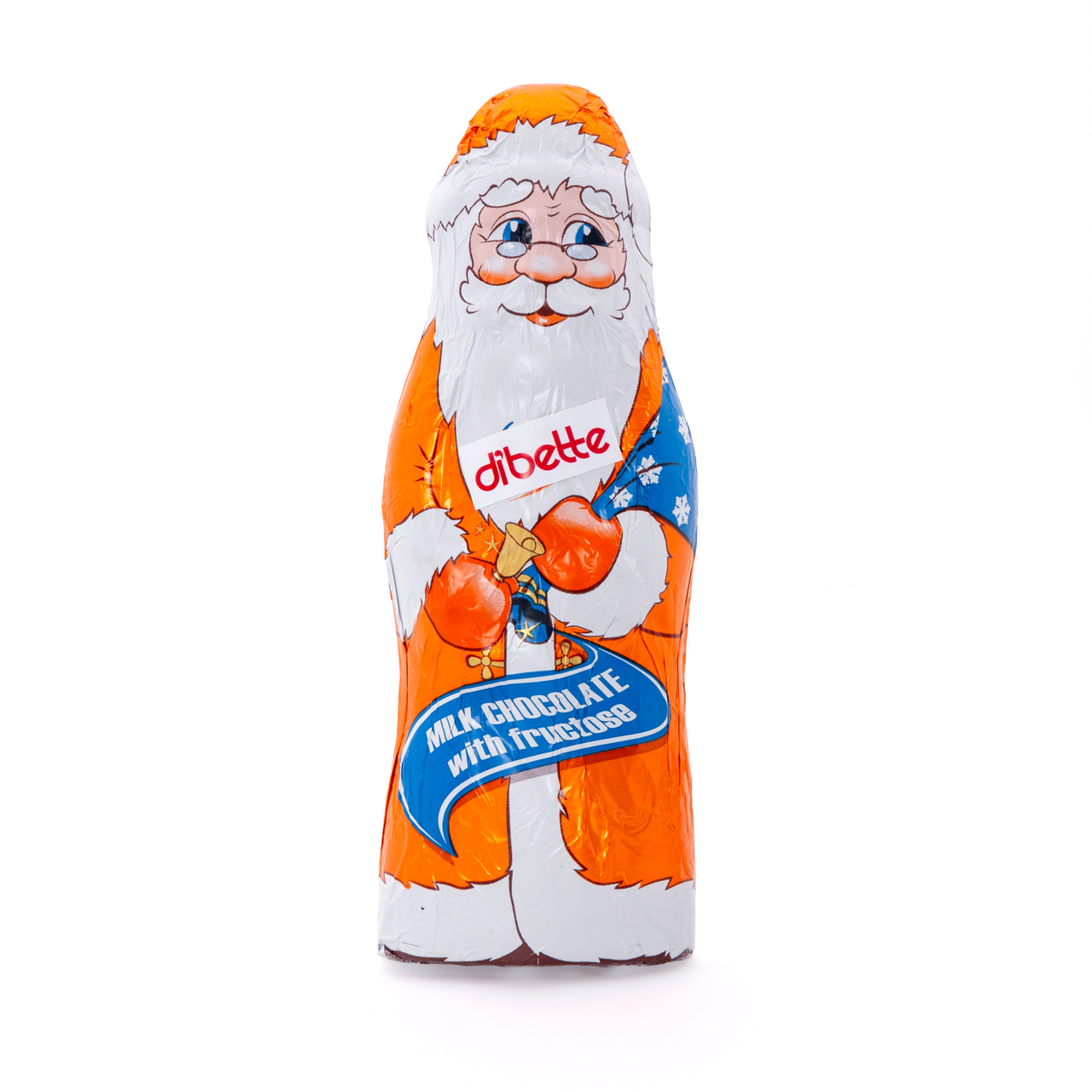 Figurină Moș Crăciun Dibette, din ciocolată lapte, cu fructoză, 13,5 cm, 40 g
