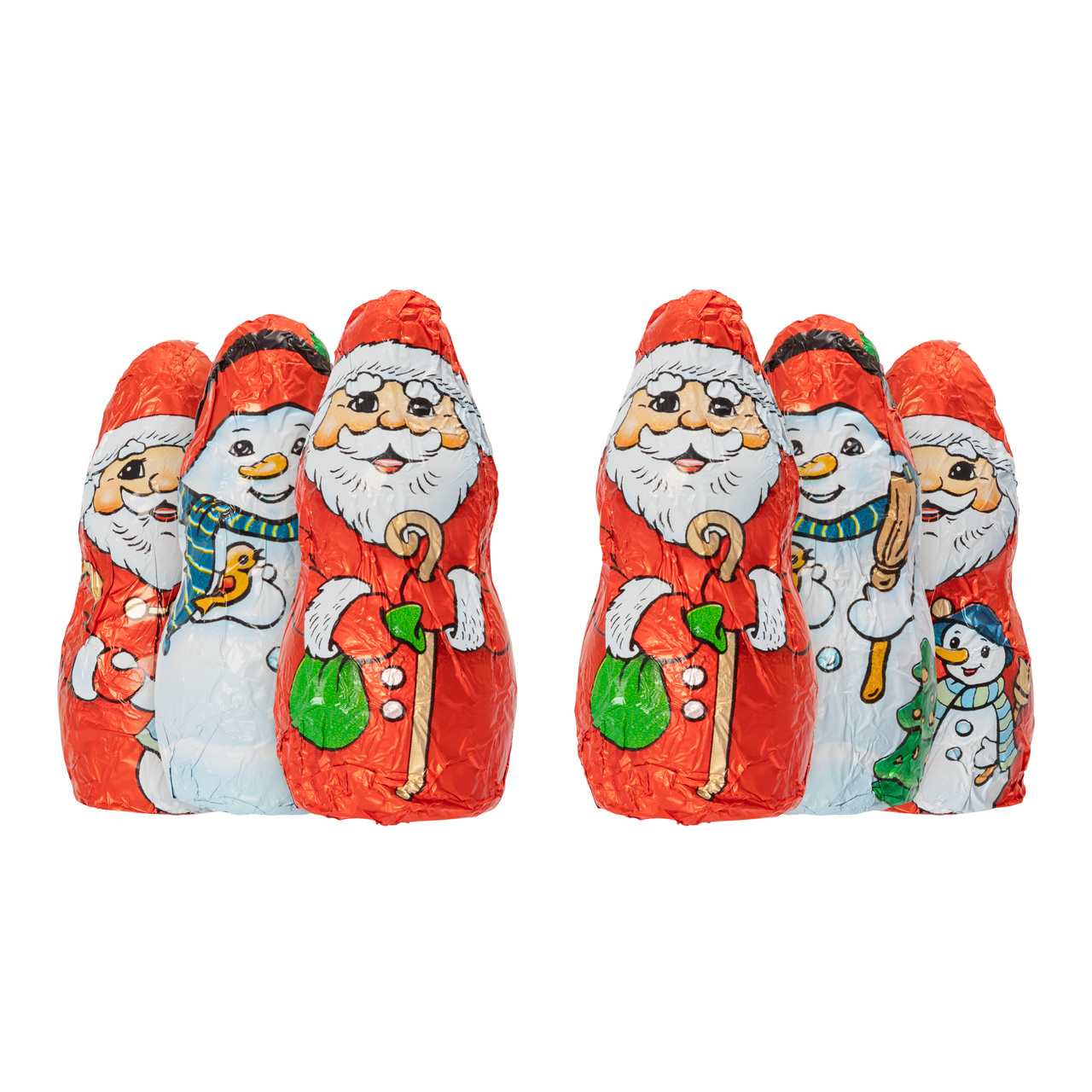 Set 6 figurine din masă de cacao, 6 cm, 10 g – om de zăpadă și Moș Crăciun