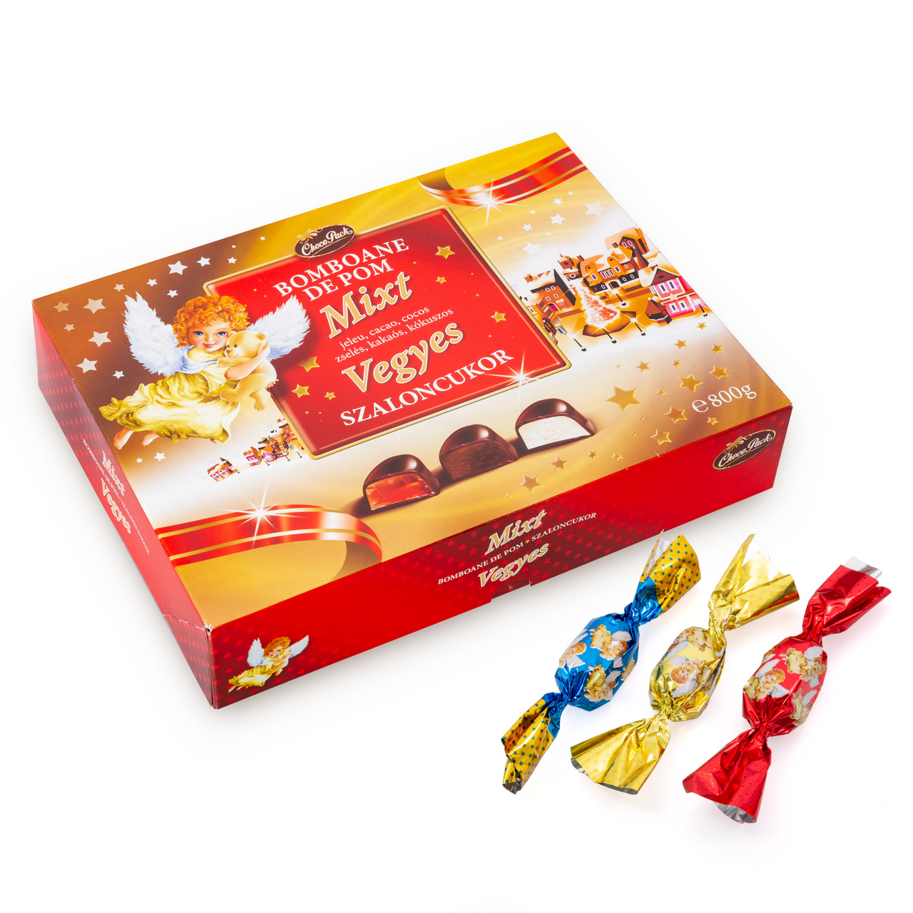 Bomboane de pom mixt cu jeleu, cu cacao și cu cocos, 800 g