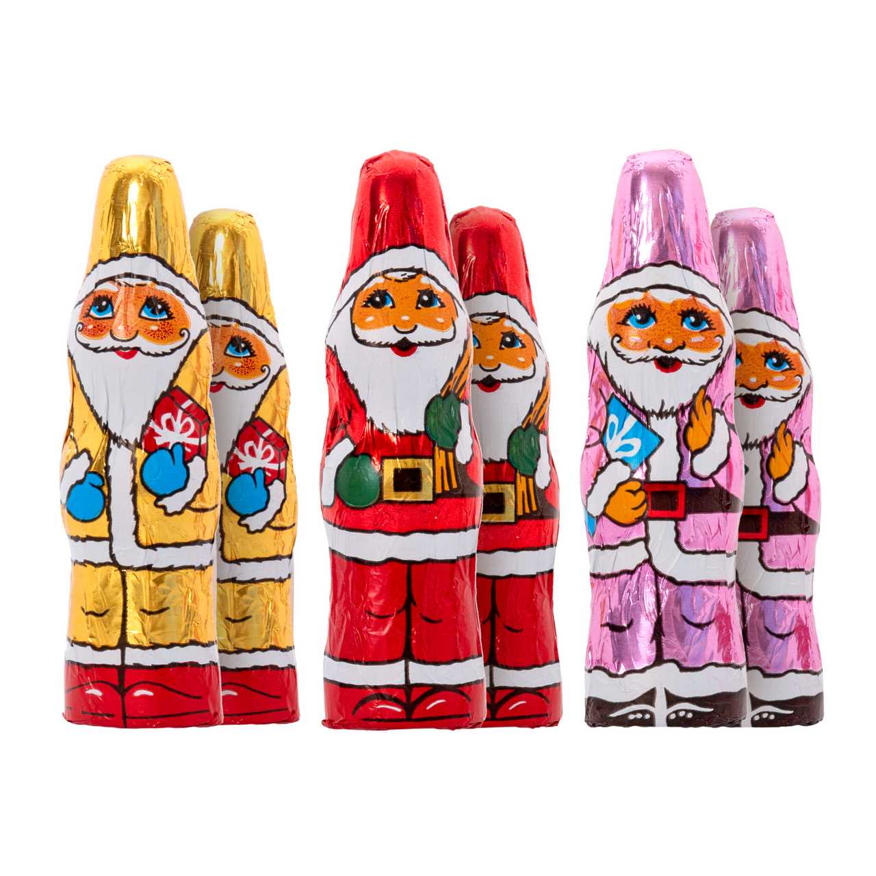 Set 6 figurine din ciocolată lapte – Moș Crăciun, 10 cm, 18 g