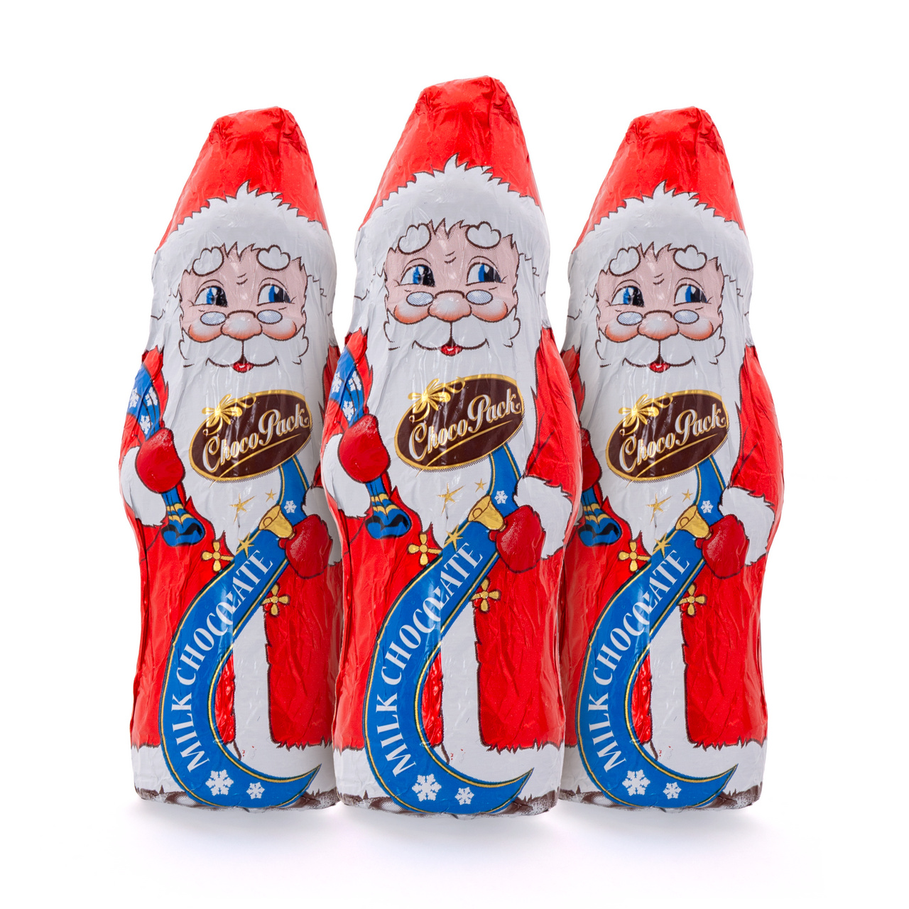 Set 3 figurine din ciocolată lapte – Moș Crăciun, 12 cm, 25 g